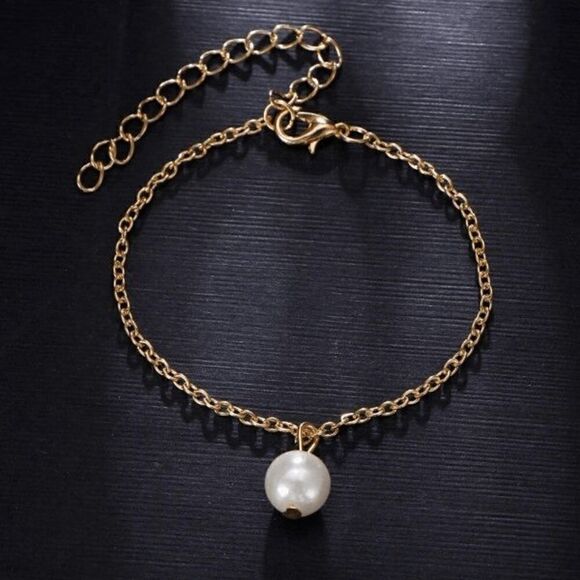 Bohemian Moon Star Pearl Gold Anklet - 3 piece - Picture 7 of 10